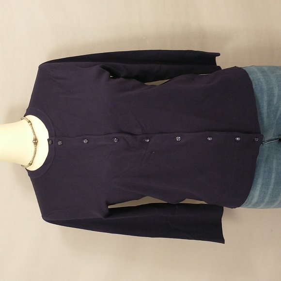 Navy Blue Cardigan NWT Soft Lightweight XL Bracelet Sleeve Crew Neck - Picture 1 of 8